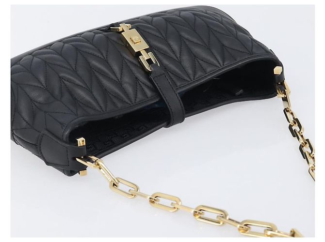 GUCCI Jackie Chain Shoulder Bag Leather Black Gold 001 4032 - vista 6