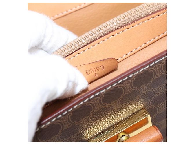 Céline CELINE Macadam Canvas Hand Bag PVC Leather 2way Brown Gold - vista 11
