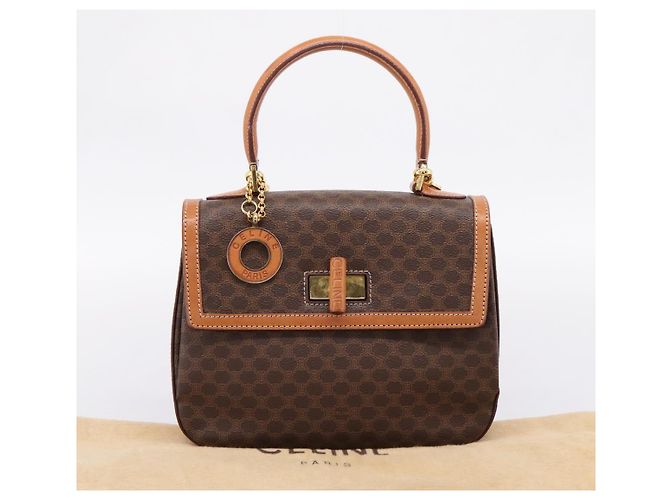 Céline CELINE Macadam Canvas Hand Bag PVC Leather 2way Brown Gold - vista 12