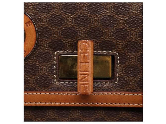 Céline CELINE Macadam Canvas Hand Bag PVC Leather 2way Brown Gold - vista 21