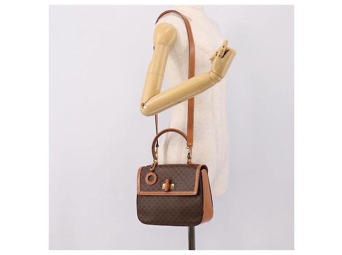 Céline CELINE Macadam Canvas Hand Bag PVC Leather 2way Brown Gold - vista 29