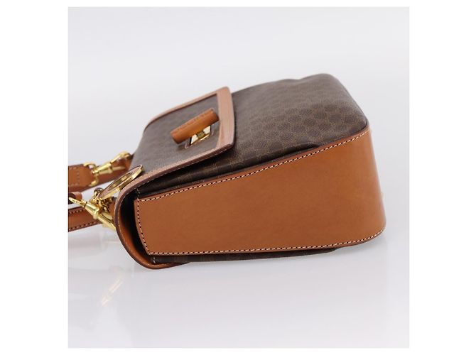 Céline CELINE Macadam Canvas Hand Bag PVC Leather 2way Brown Gold - vista 3