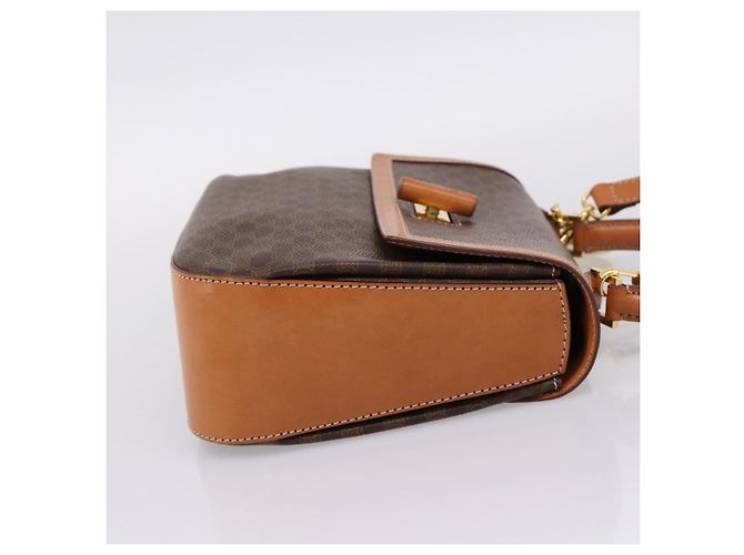 Céline CELINE Macadam Canvas Hand Bag PVC Leather 2way Brown Gold - vista 4