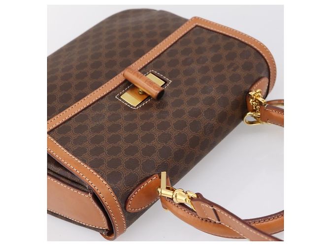 Céline CELINE Macadam Canvas Hand Bag PVC Leather 2way Brown Gold - vista 6