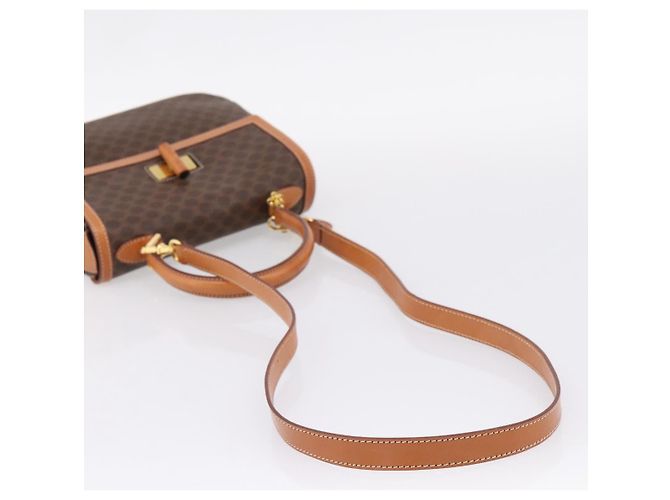 Céline CELINE Macadam Canvas Hand Bag PVC Leather 2way Brown Gold - vista 9
