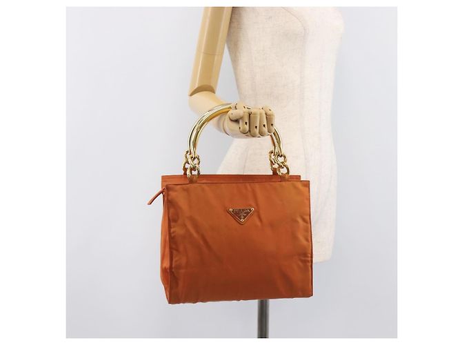 PRADA Hand Bag Nylon Orange Gold - vista 26