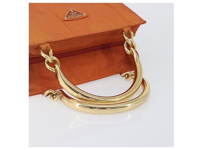 PRADA Hand Bag Nylon Orange Gold - vista 7