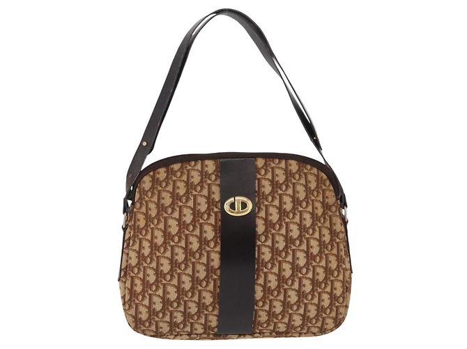 Christian Dior Trotter Canvas Shoulder Bag Beige Gold - vista 13