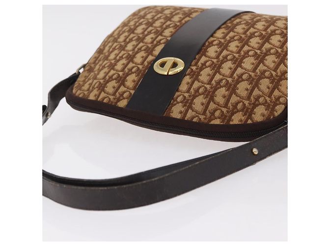 Christian Dior Trotter Canvas Shoulder Bag Beige Gold - vista 14