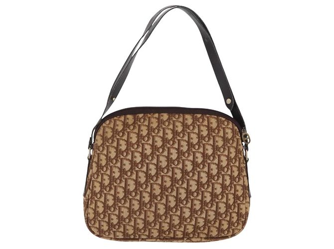 Christian Dior Trotter Canvas Shoulder Bag Beige Gold - vista 2