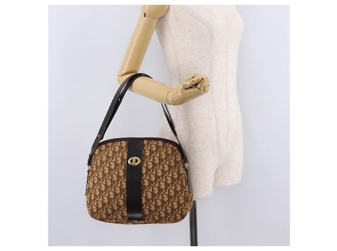 Christian Dior Trotter Canvas Shoulder Bag Beige Gold - vista 24