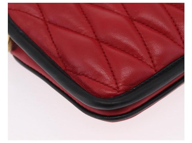 Miu Miu Chain Shoulder Bag Leather 2way Red Gold - vista 10