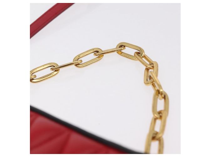 Miu Miu Chain Shoulder Bag Leather 2way Red Gold - vista 14