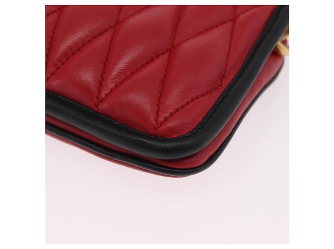 Miu Miu Chain Shoulder Bag Leather 2way Red Gold - vista 18