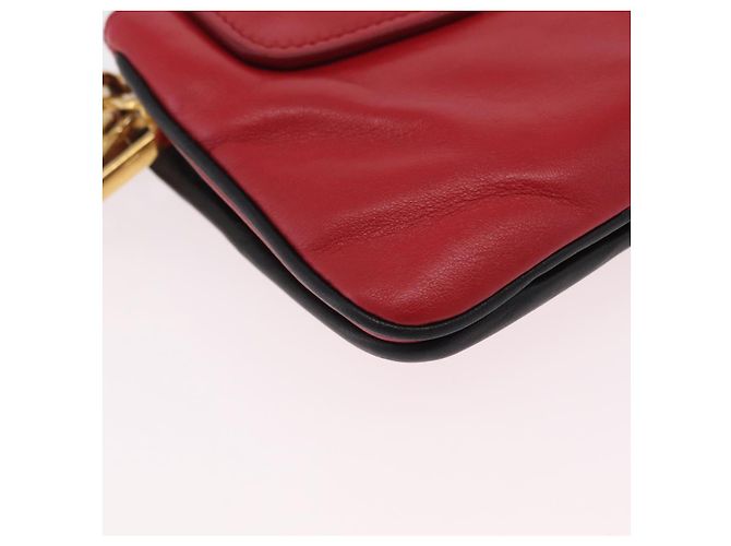 Miu Miu Chain Shoulder Bag Leather 2way Red Gold - vista 19