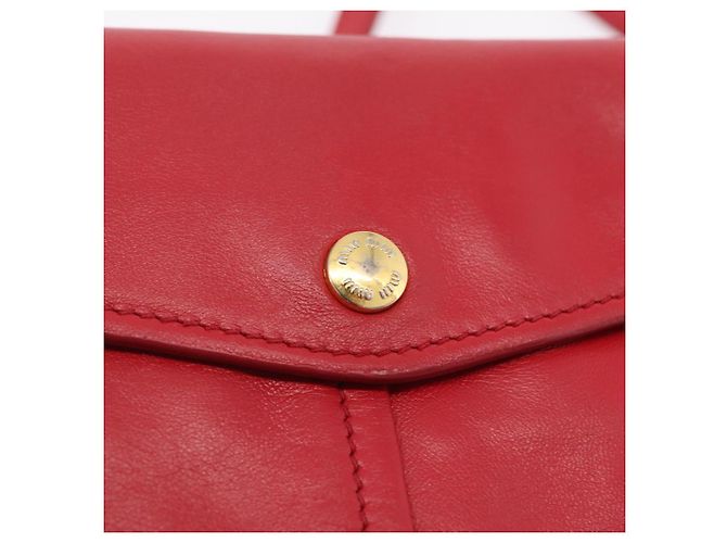 Miu Miu Chain Shoulder Bag Leather 2way Red Gold - vista 21