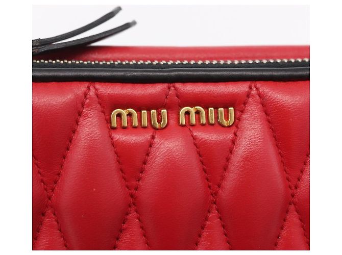 Miu Miu Chain Shoulder Bag Leather 2way Red Gold - vista 22