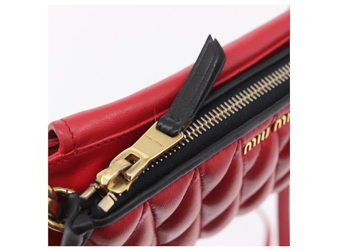 Miu Miu Chain Shoulder Bag Leather 2way Red Gold - vista 23