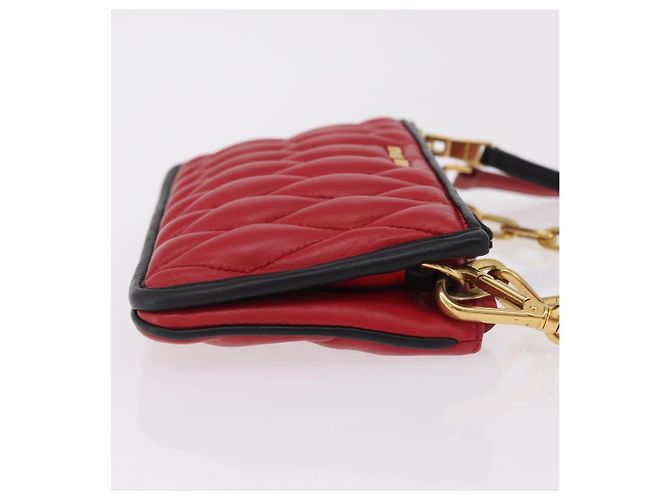 Miu Miu Chain Shoulder Bag Leather 2way Red Gold - vista 3