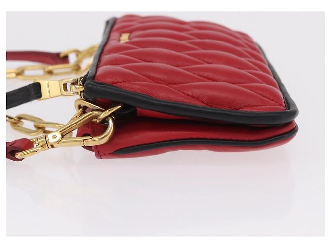 Miu Miu Chain Shoulder Bag Leather 2way Red Gold - vista 4
