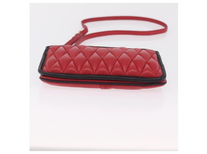Miu Miu Chain Shoulder Bag Leather 2way Red Gold - vista 5