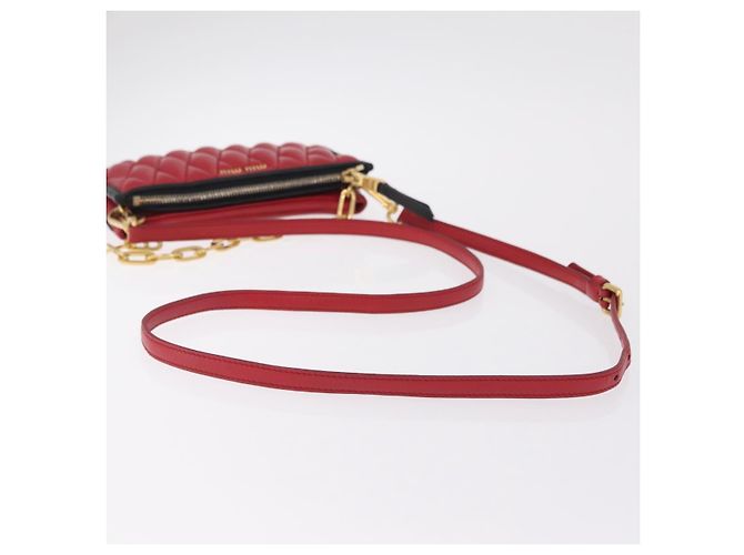 Miu Miu Chain Shoulder Bag Leather 2way Red Gold - vista 8