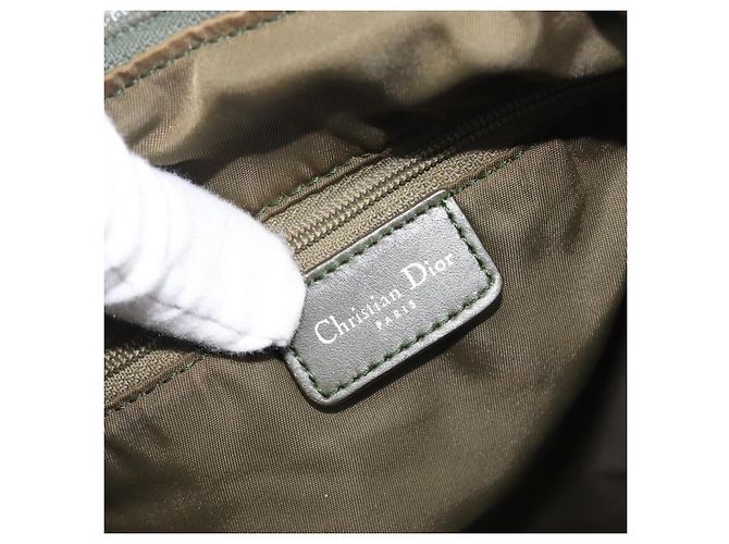 Christian Dior Trotter Canvas Shoulder Bag Green Silver - vista 22