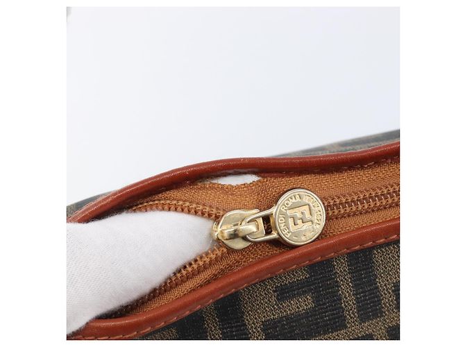 FENDI Zucca Canvas Mamma Baguette Shoulder Bag PVC Brown Black - vista 10