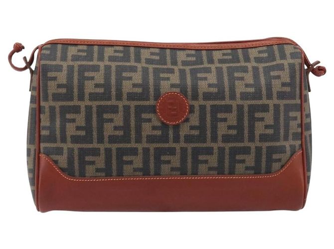 FENDI Zucca Canvas Mamma Baguette Shoulder Bag PVC Brown Black - vista 13