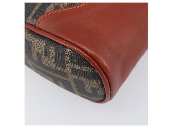 FENDI Zucca Canvas Mamma Baguette Shoulder Bag PVC Brown Black - vista 16