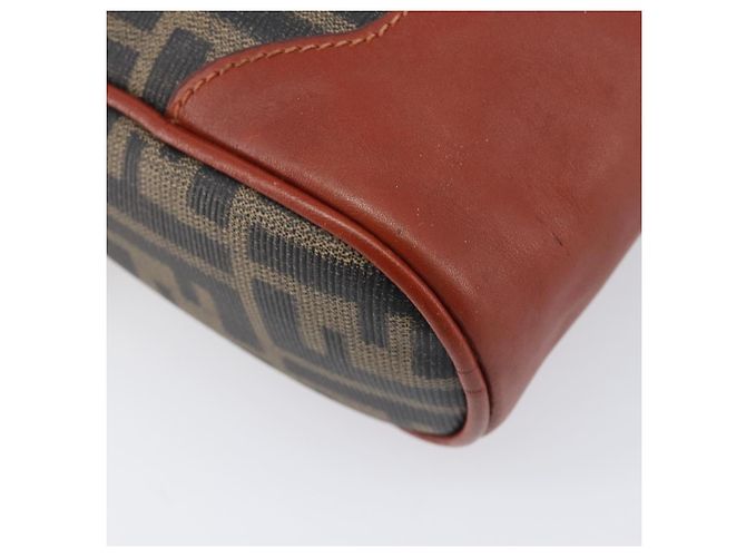 FENDI Zucca Canvas Mamma Baguette Shoulder Bag PVC Brown Black - vista 18