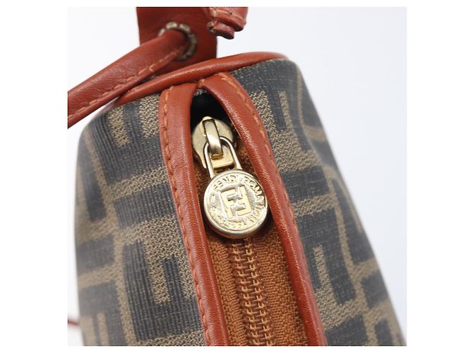 FENDI Zucca Canvas Mamma Baguette Shoulder Bag PVC Brown Black - vista 20