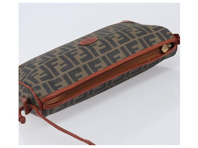 FENDI Zucca Canvas Mamma Baguette Shoulder Bag PVC Brown Black - vista 6