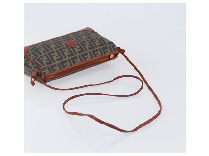 FENDI Zucca Canvas Mamma Baguette Shoulder Bag PVC Brown Black - vista 7