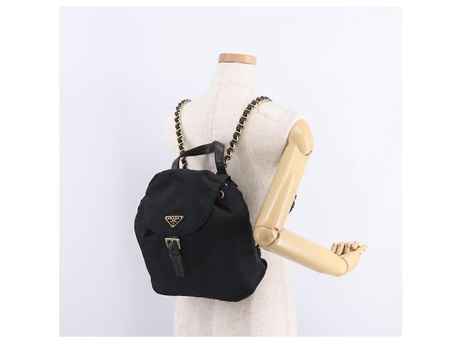 PRADA Backpack Nylon Black Gold - vista 29