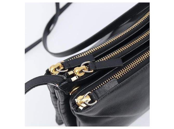 Céline CELINE Trio Shoulder Bag Leather Black Gold - vista 19