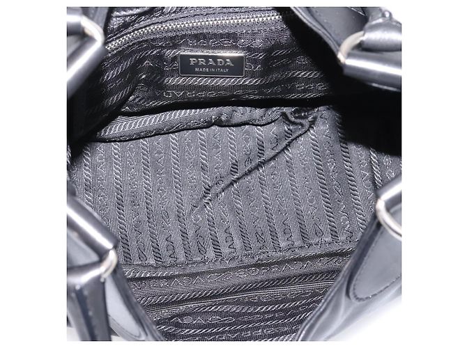 PRADA Schultertasche Leder Schwarz Silber - Ansicht 10