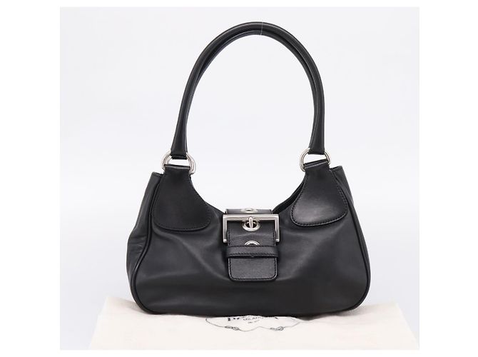 PRADA Schultertasche Leder Schwarz Silber - Ansicht 12