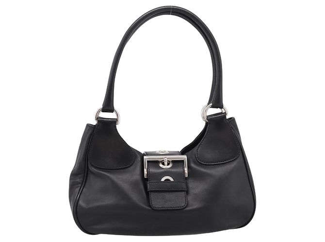 PRADA Schultertasche Leder Schwarz Silber - Ansicht 13