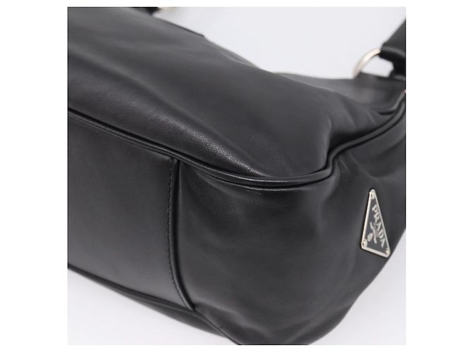 PRADA Schultertasche Leder Schwarz Silber - Ansicht 15