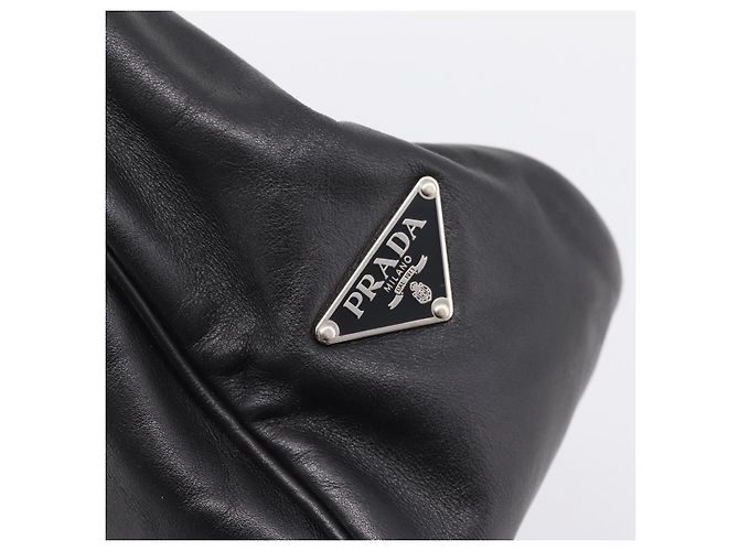 PRADA Schultertasche Leder Schwarz Silber - Ansicht 17