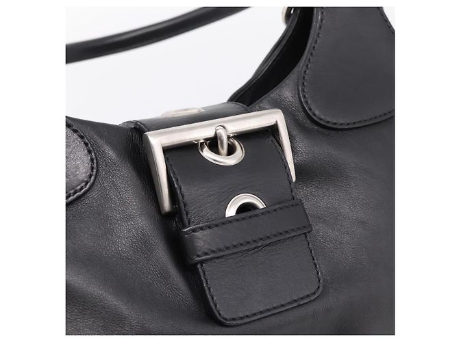 PRADA Schultertasche Leder Schwarz Silber - Ansicht 18