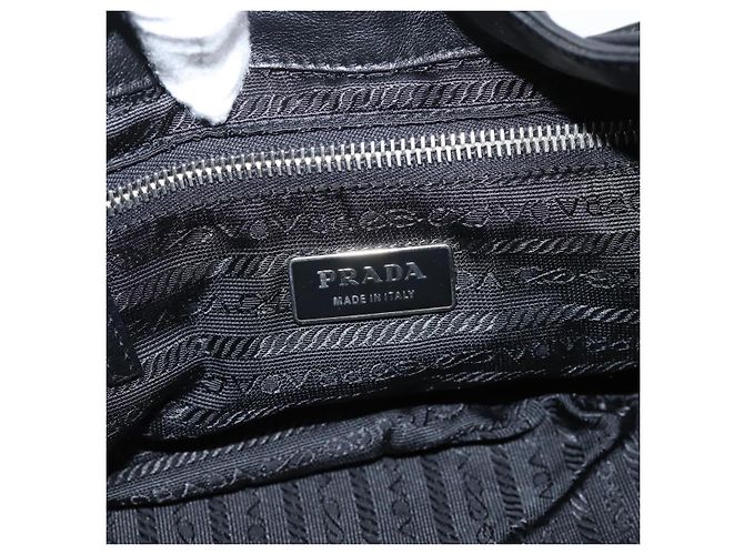PRADA Schultertasche Leder Schwarz Silber - Ansicht 19