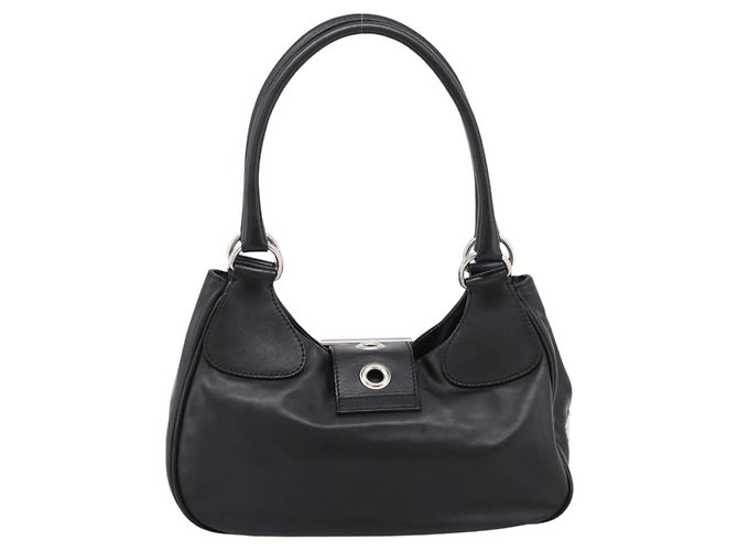 PRADA Schultertasche Leder Schwarz Silber - Ansicht 2