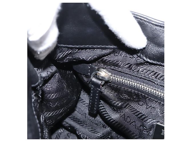 PRADA Schultertasche Leder Schwarz Silber - Ansicht 22