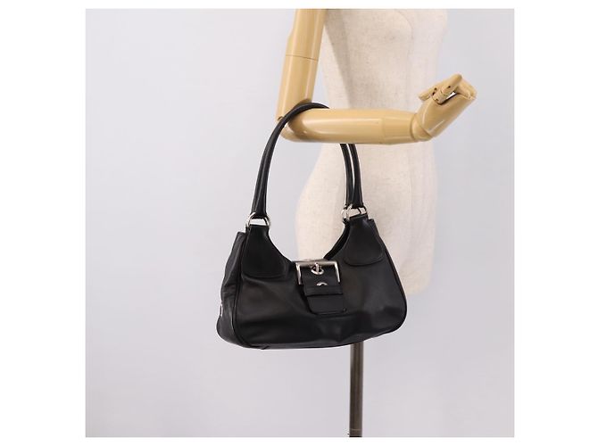 PRADA Schultertasche Leder Schwarz Silber - Ansicht 24