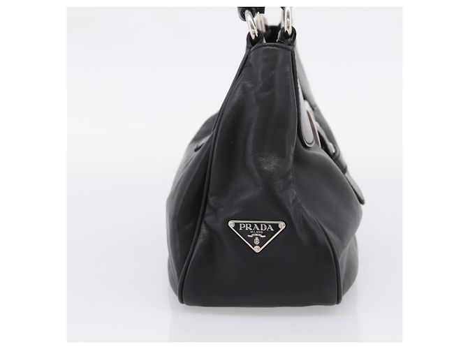 PRADA Schultertasche Leder Schwarz Silber - Ansicht 3