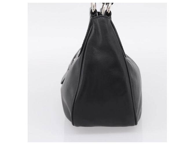 PRADA Schultertasche Leder Schwarz Silber - Ansicht 4