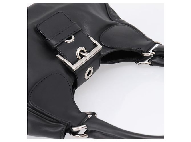 PRADA Schultertasche Leder Schwarz Silber - Ansicht 6