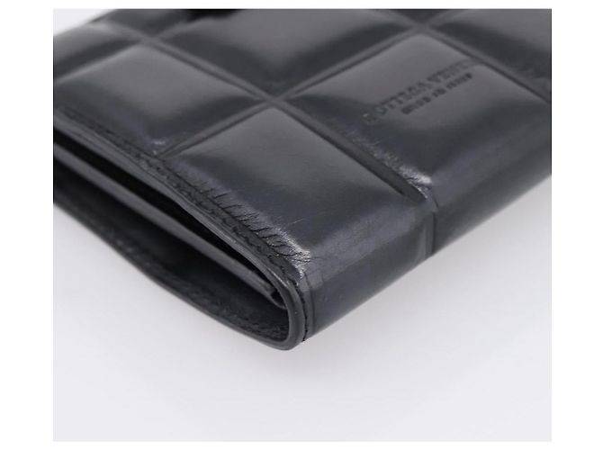 Bottega Veneta Padded Compact Wallet Leather Black Gold Tone - vista 14